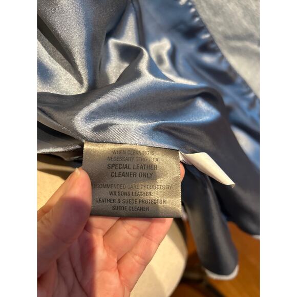 Powder Blue Suede Leather Jacket - Picture 6 of 7